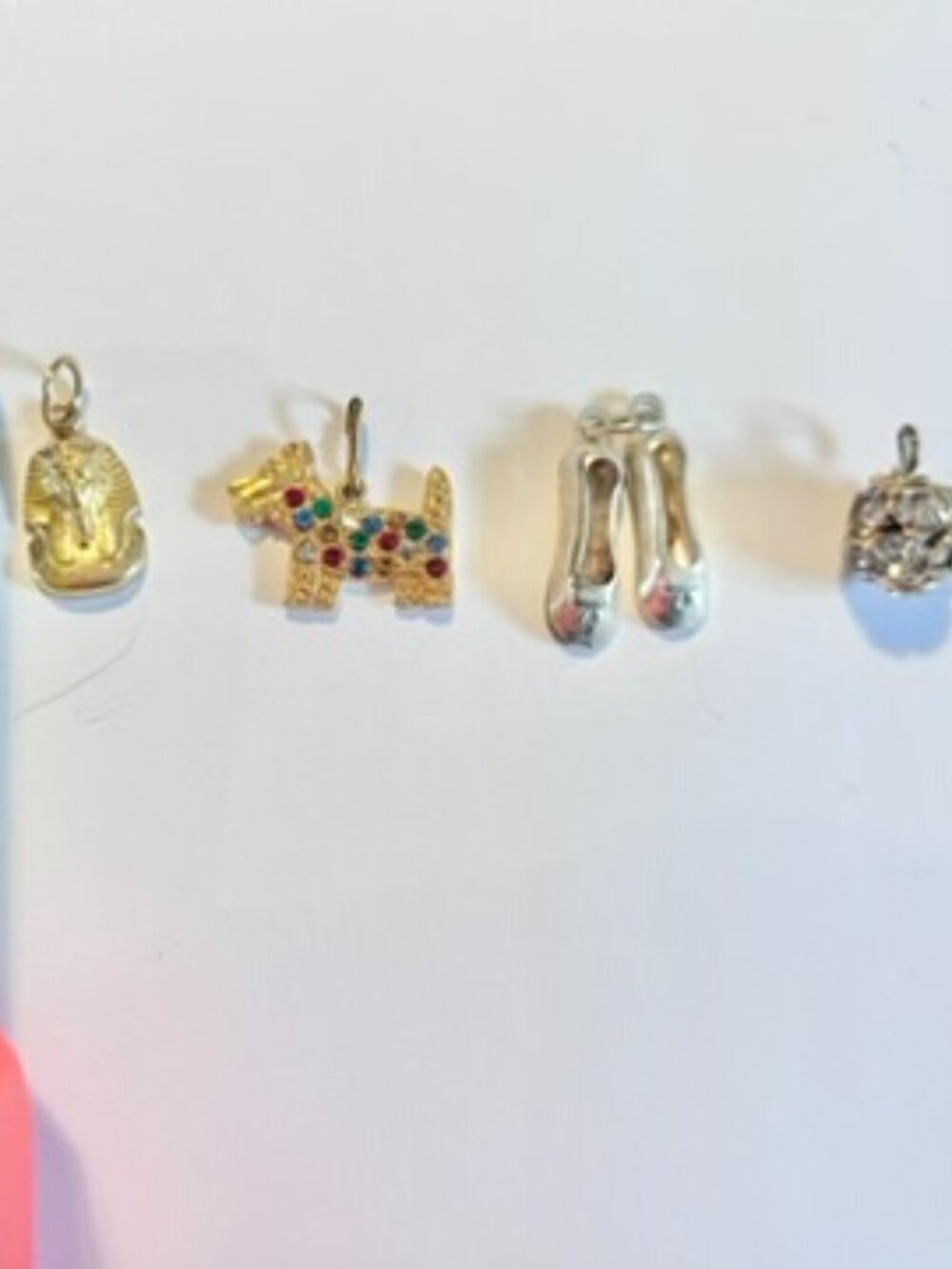 Small Vintage Jewelry Charms - Pharaoh, Dog, Ballet Slippers, Sphere